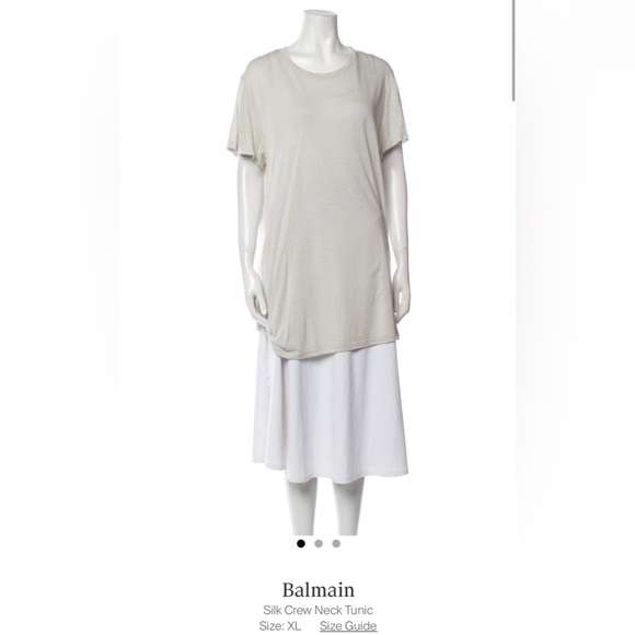 GUC Balmain Crew Neck Tunic XL Raw Silk notch cut on back of top Authentic TRR - Picture 1 of 11